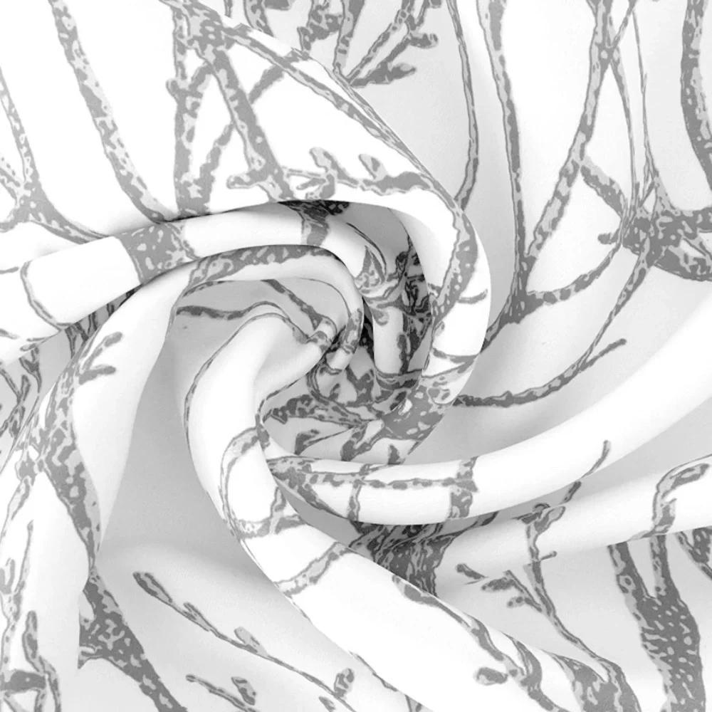 Luxury Home | Elegant Chic Grey & White Tree Branch Print Window Valence